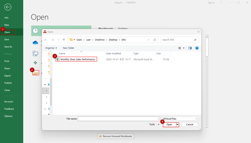 Step 3 - File Open Excel