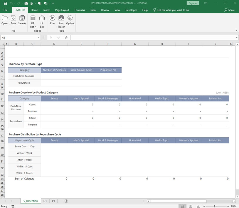 V Sheet (V_Retention) setup
