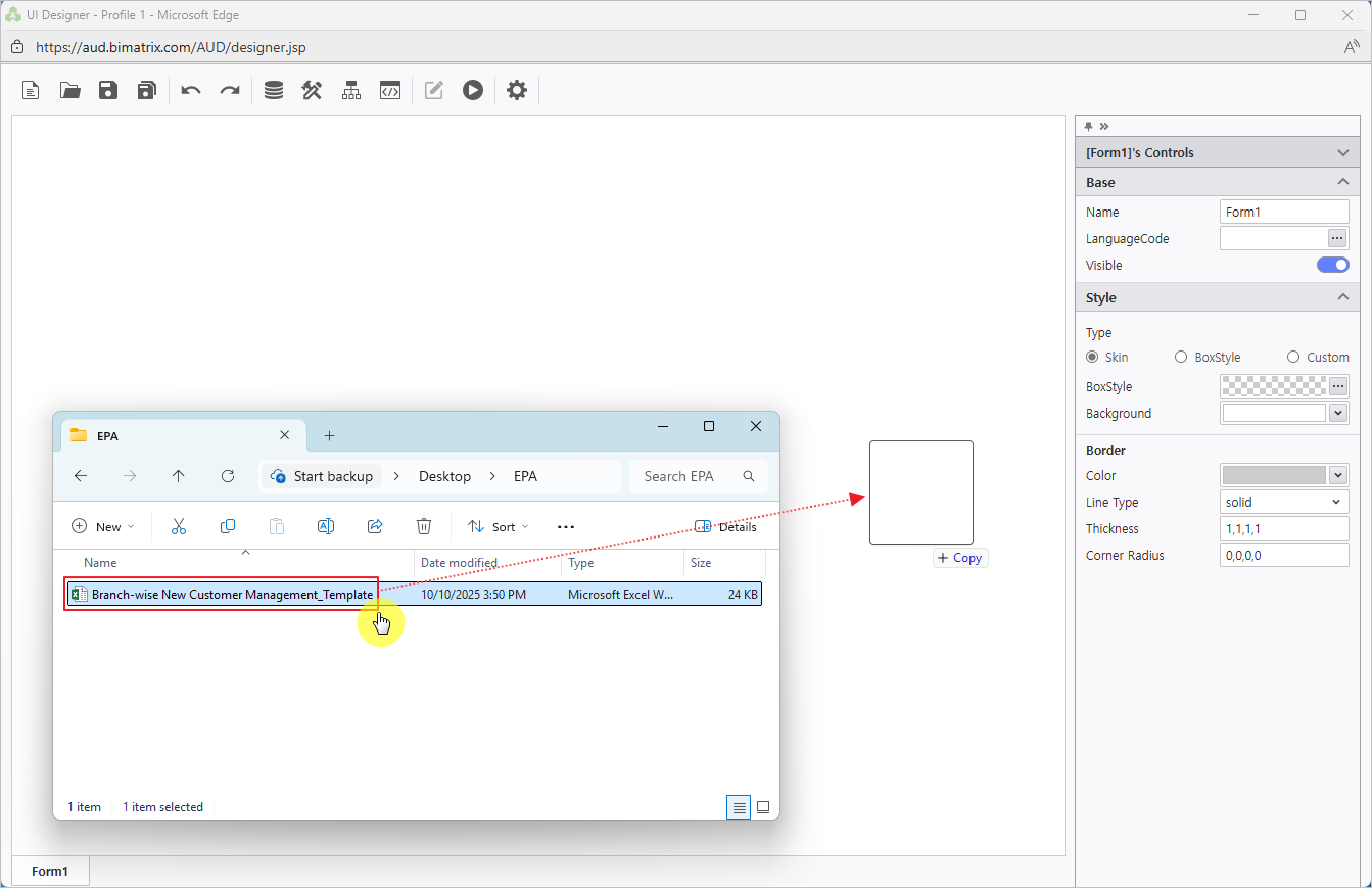 Drag and drop Excel file