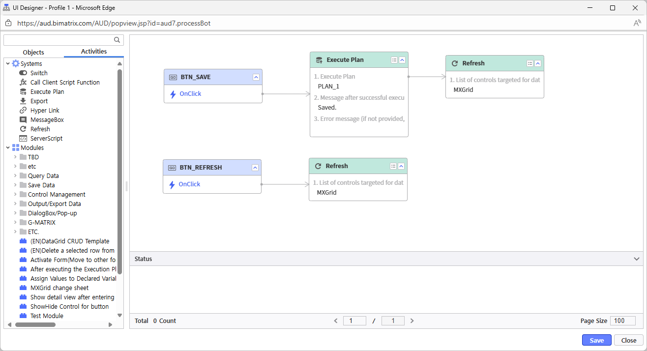 Assign button actions via Process Bot