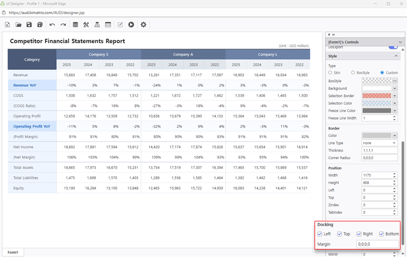 Configure docking layout