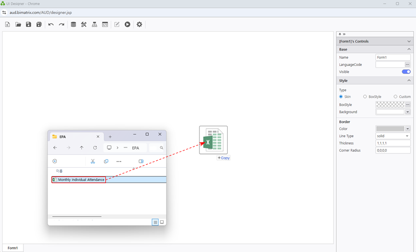 Drag and drop Excel file