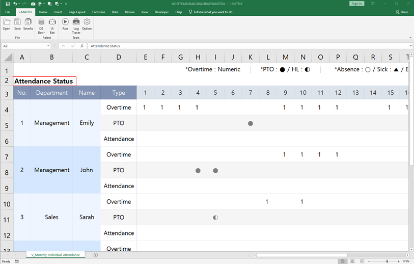 Table name in top-left corner