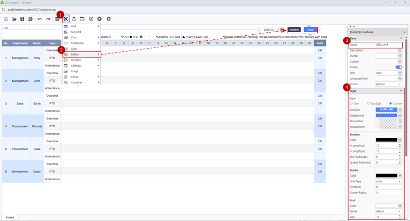 BTN_SAVE and BTN_REFRESH naming