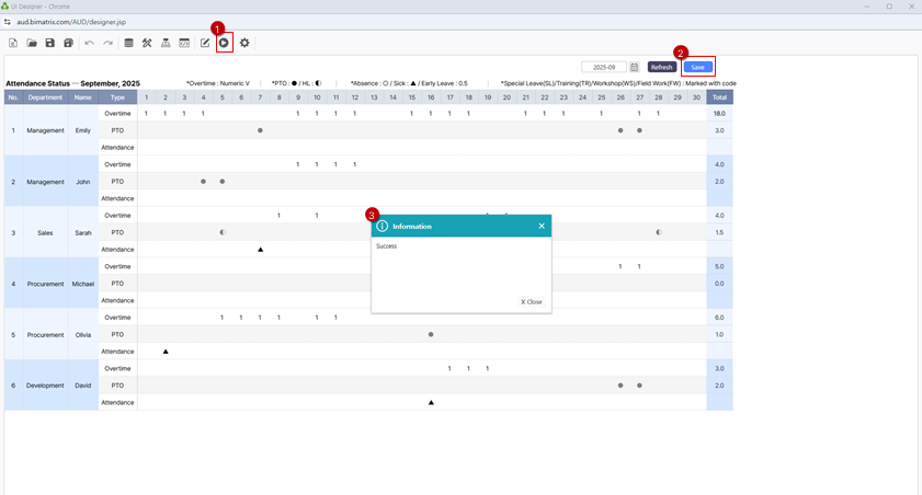 Verify Save and Refresh functionality