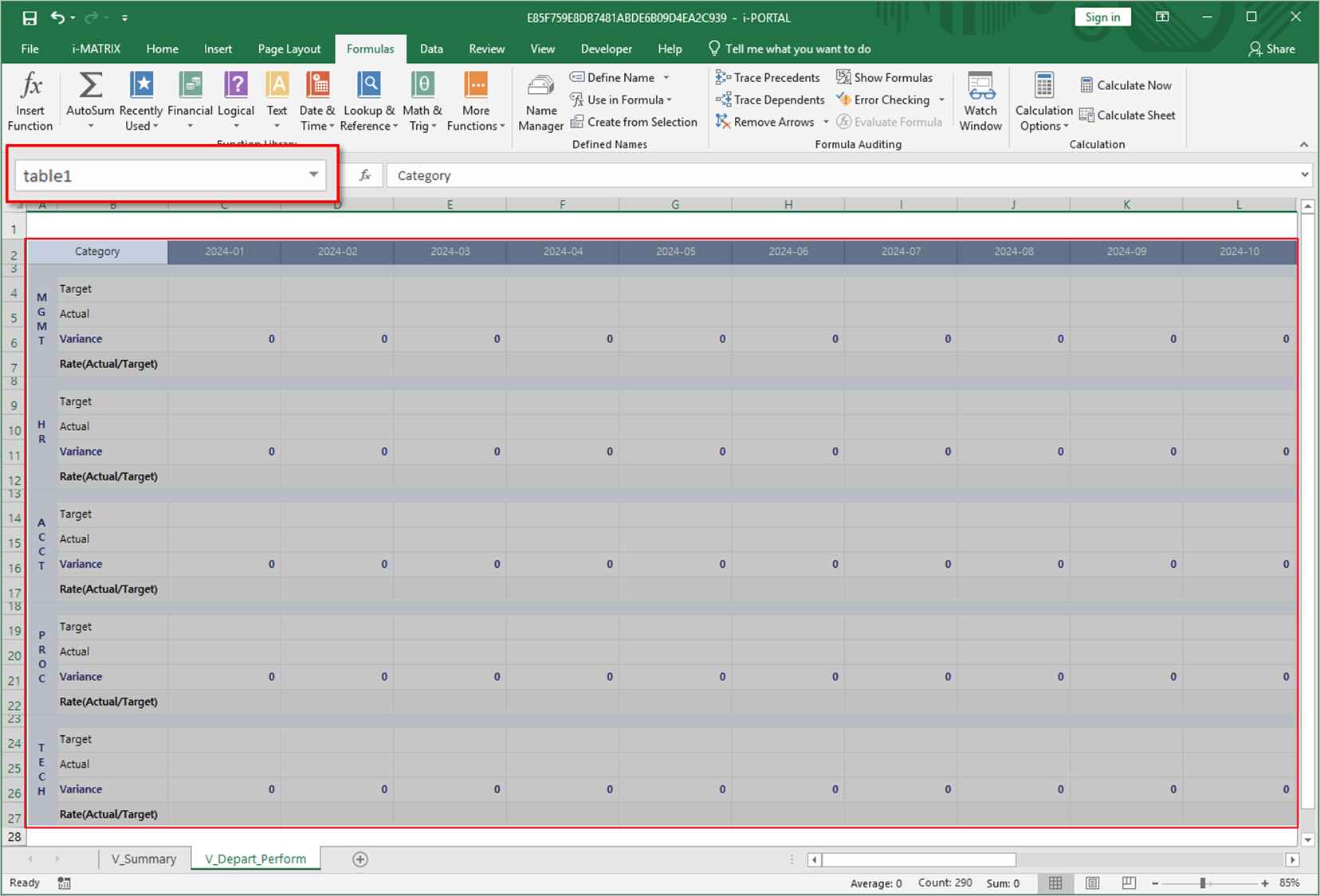 Select and name the table form as table1