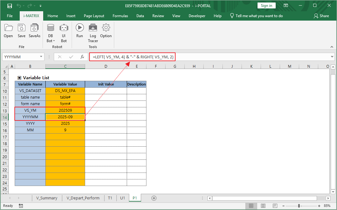 Configure YYYYMM formula