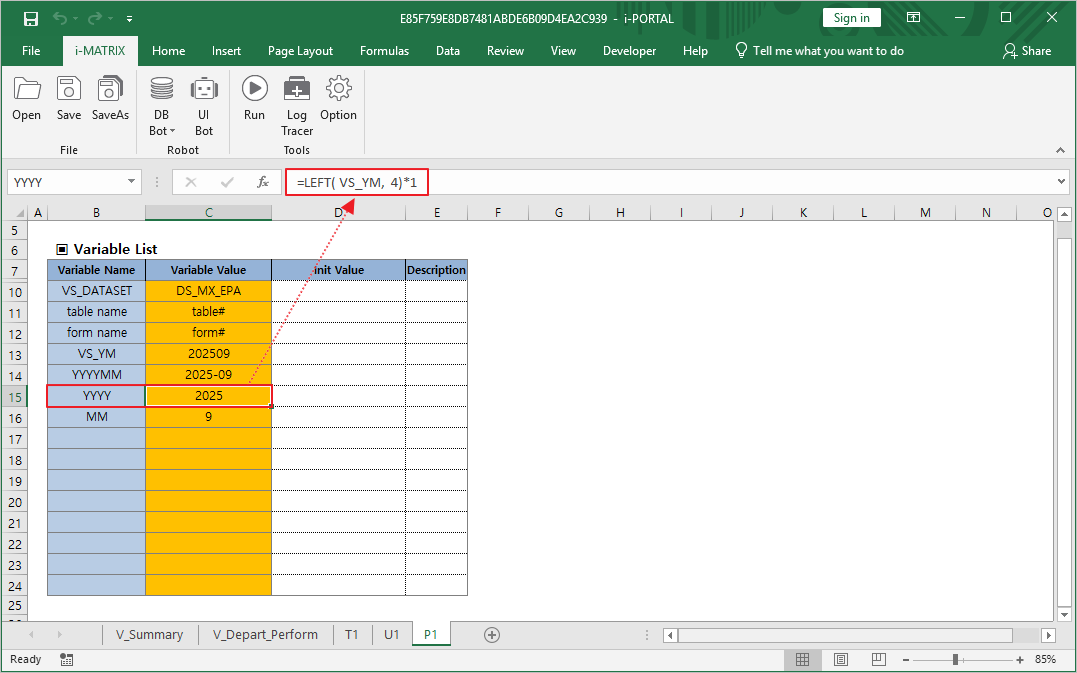 Configure YYYY formula for year extraction