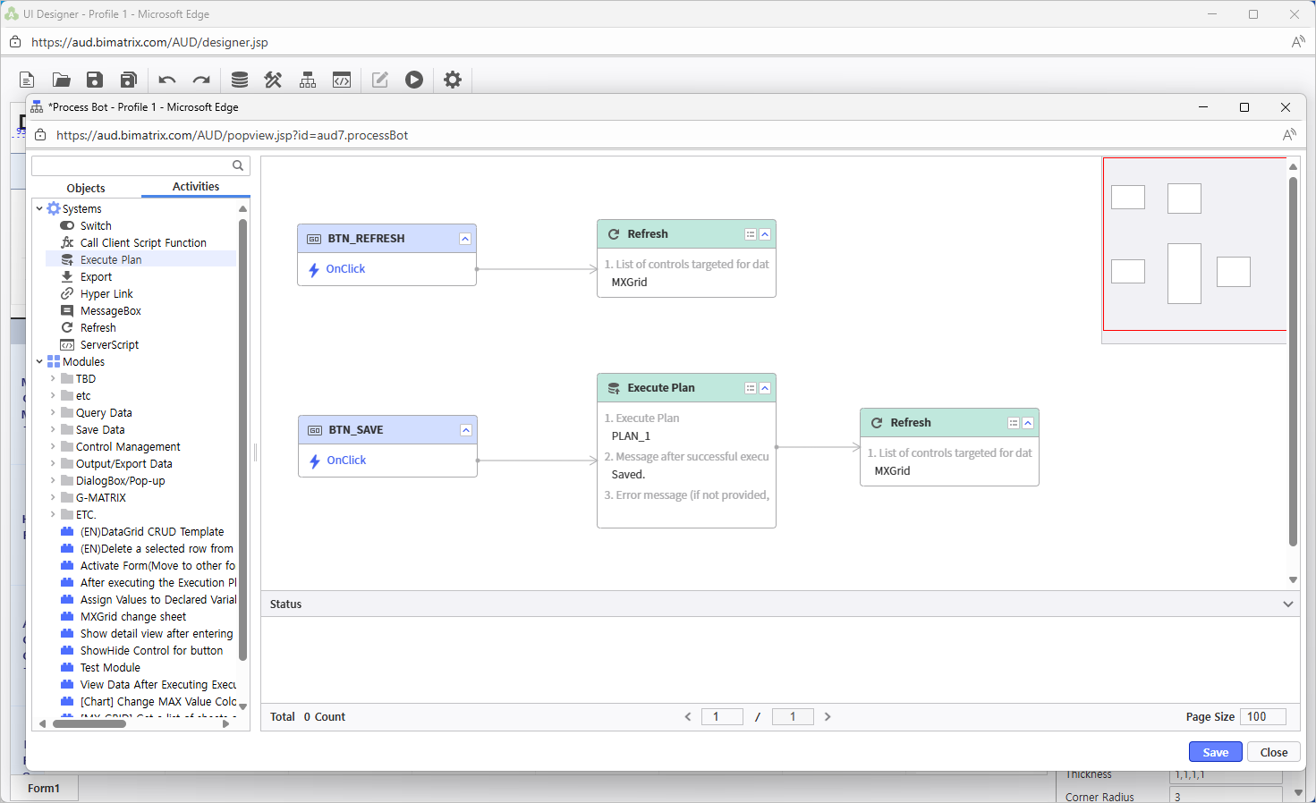 Assign button actions via Process Bot