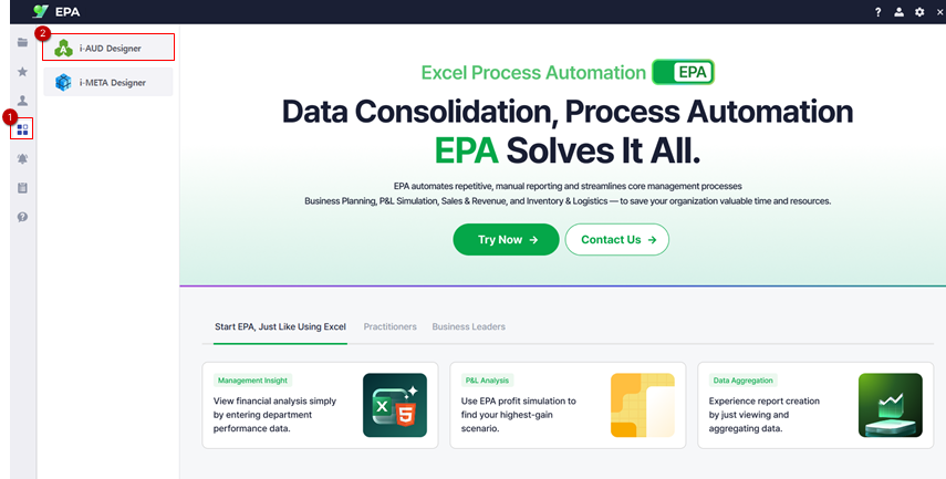 Launch i-AUD Designer from Menu > Tool