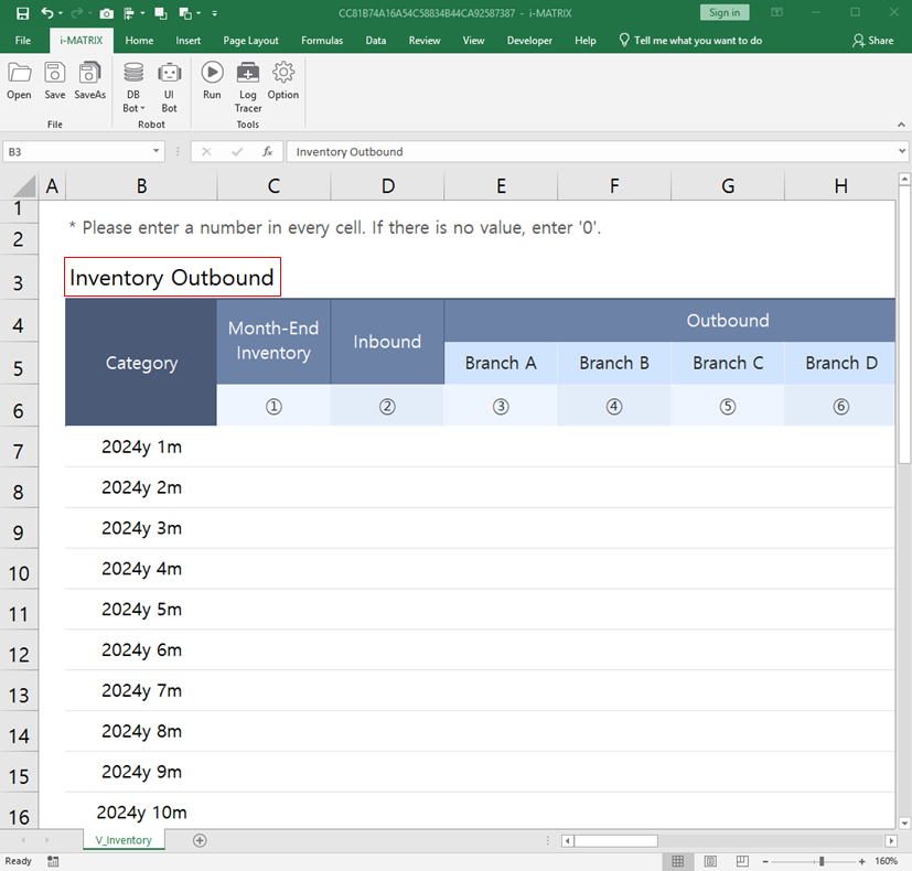Table name entry with row hiding