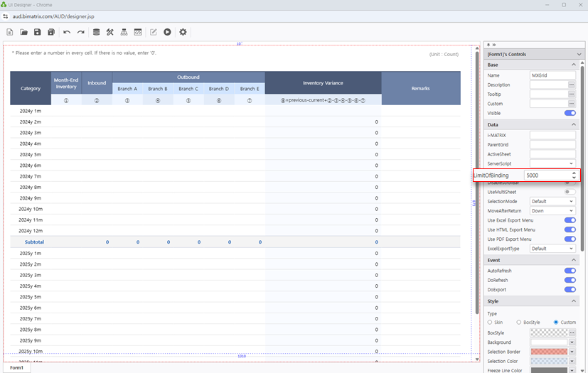 Configure LimitofBinding to 5000