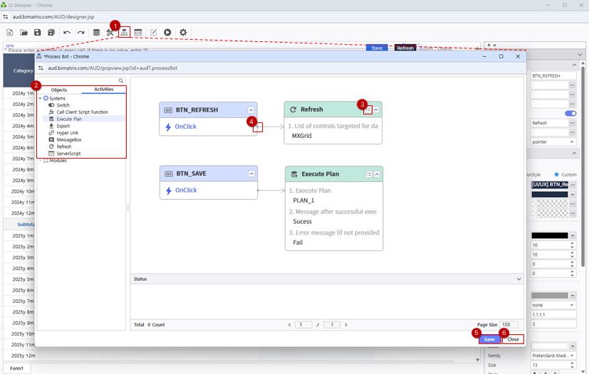 Assign button actions via Process Bot