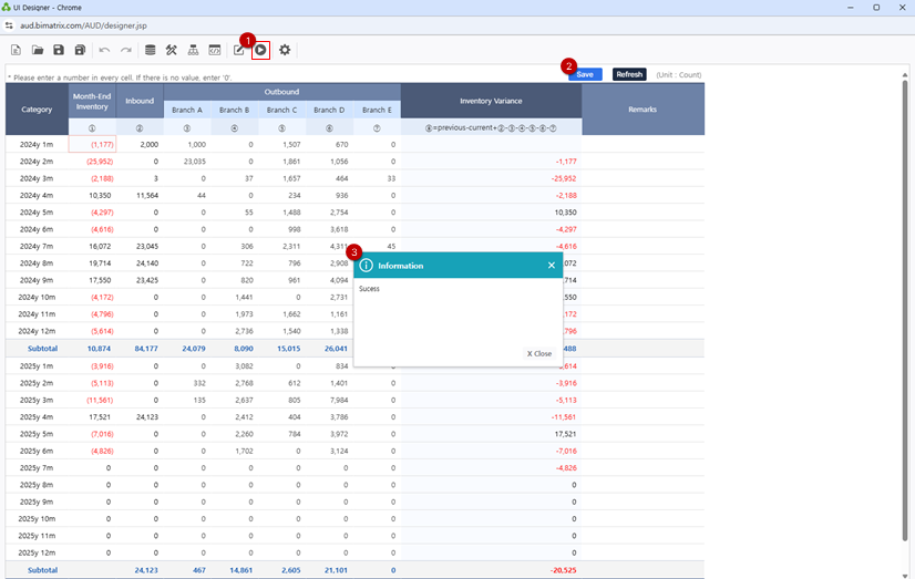Verify Save and Refresh functionality